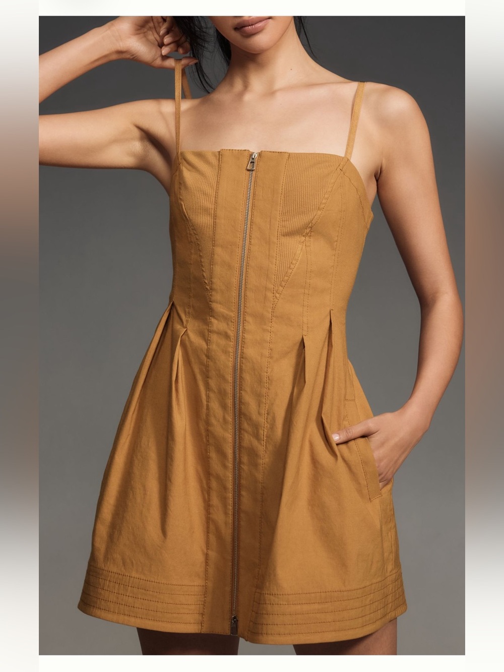 Anthropologie Structured Zip Front Mini Dress
